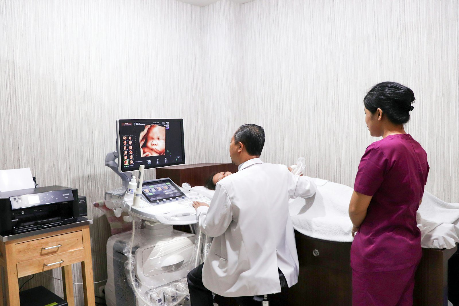 An ultrasound examination being performed