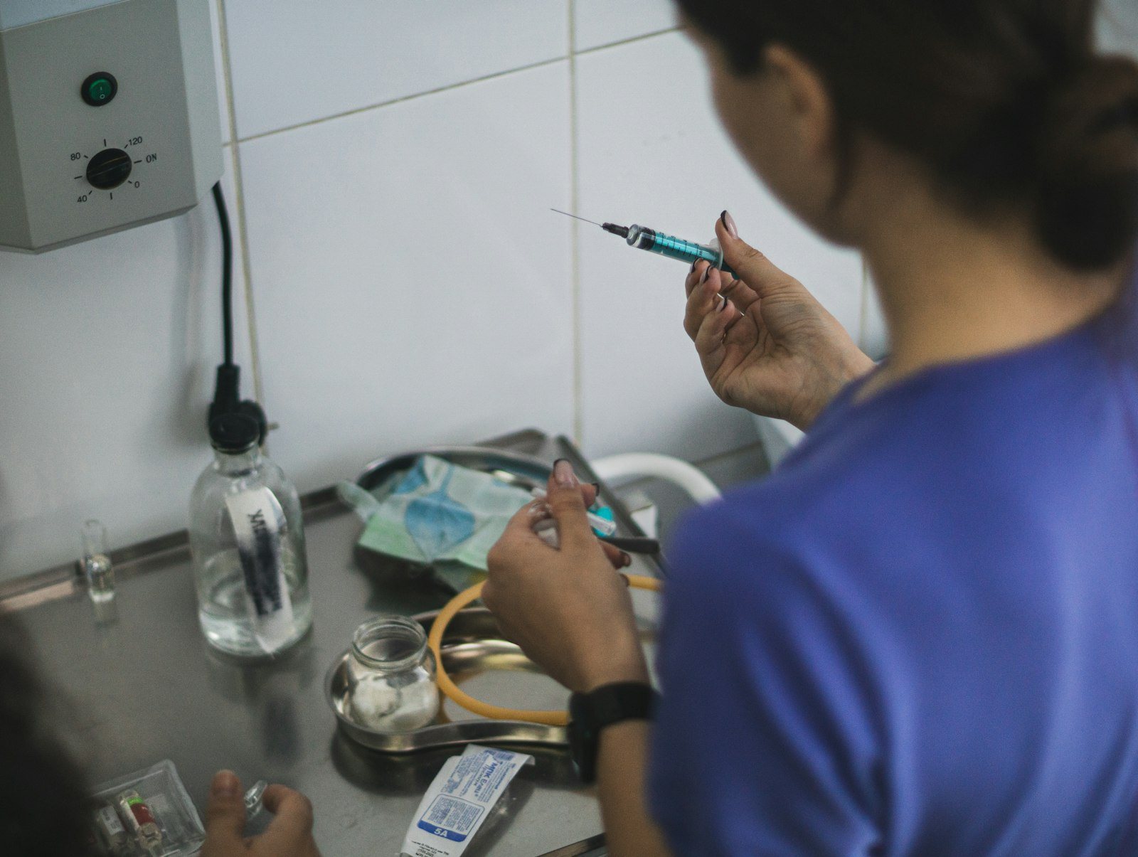 A vaccination being given in a clinic