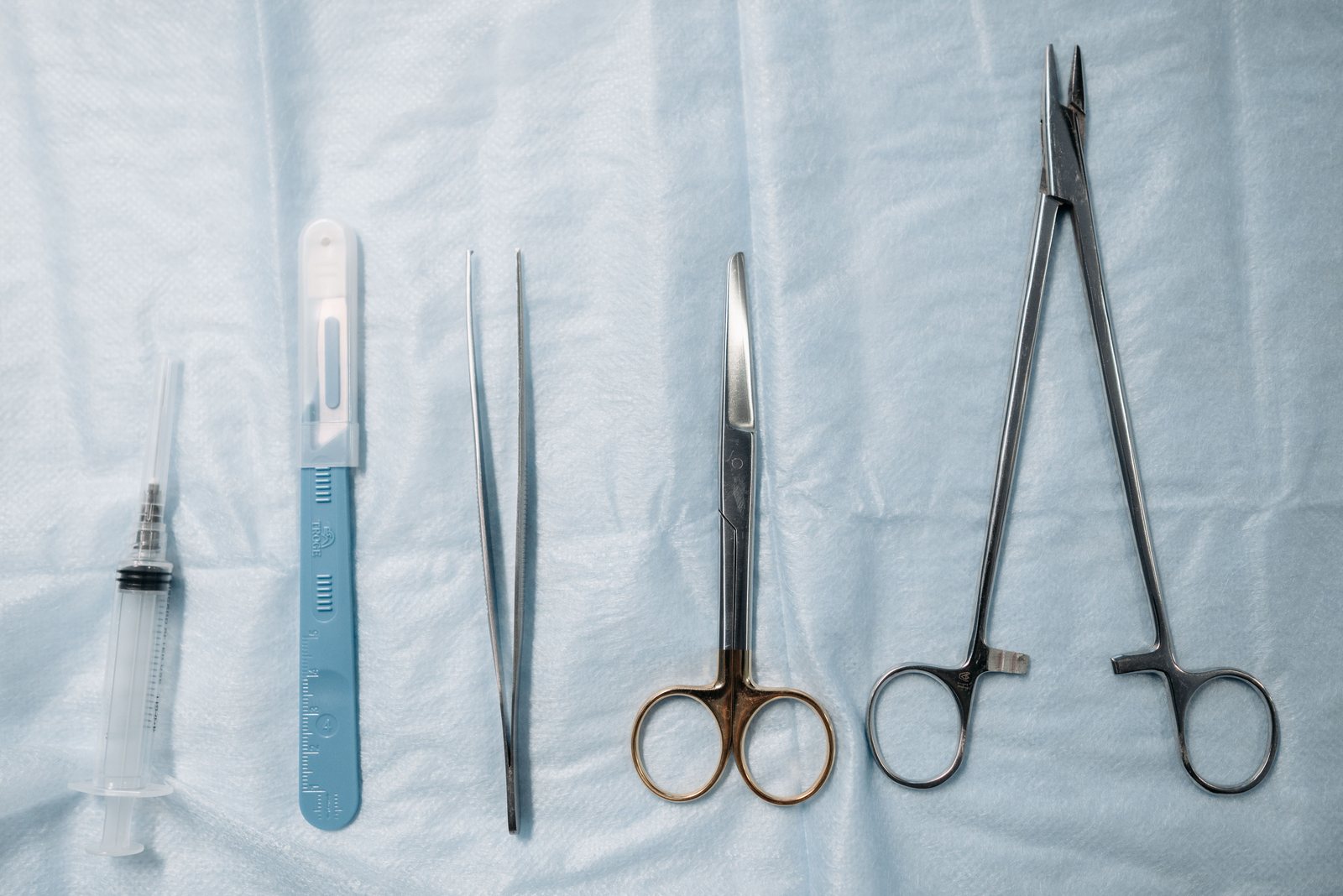 Sterile dressing supplies on a clean surface