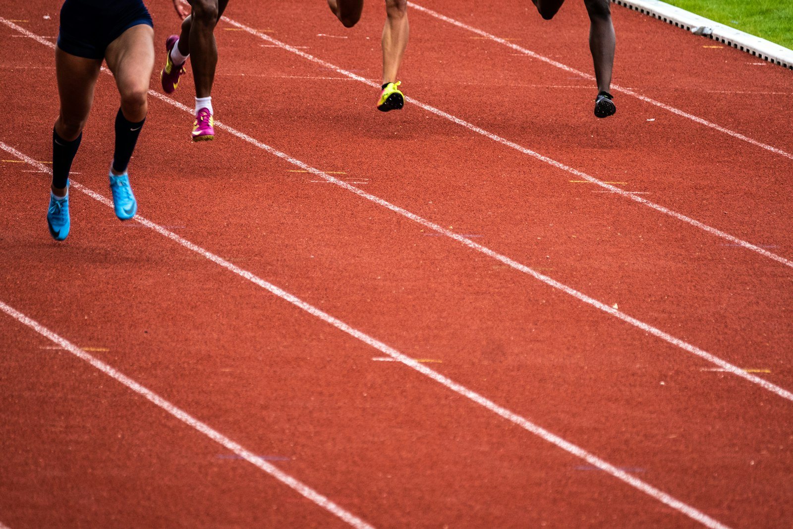 Running shoes on an athletics track